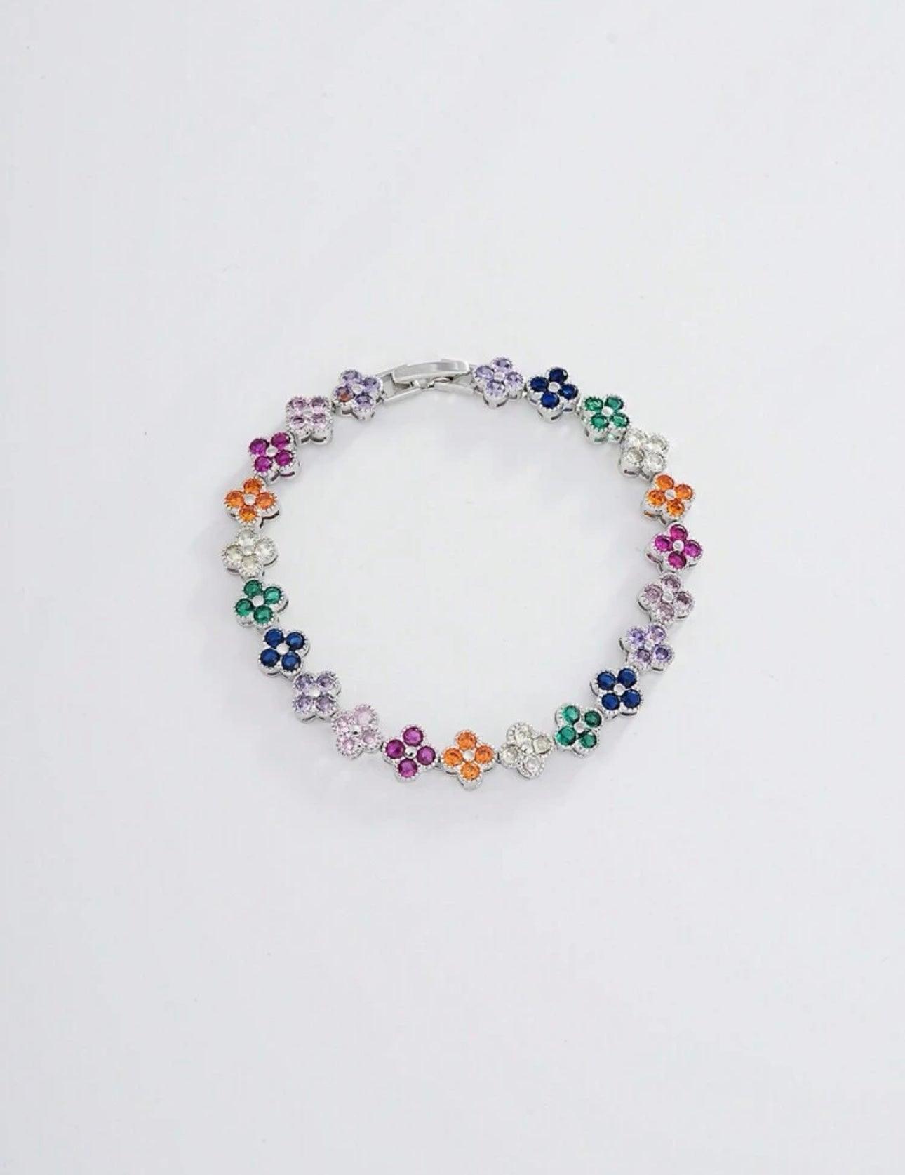 Pulseira Trevo Colorido Com Zirconia