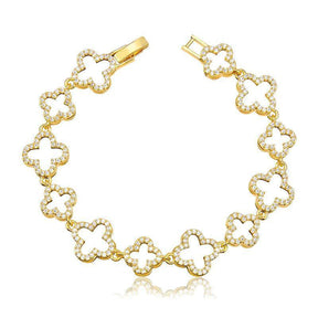 Pulseira Van Cravejada Banhada a Ouro 18k