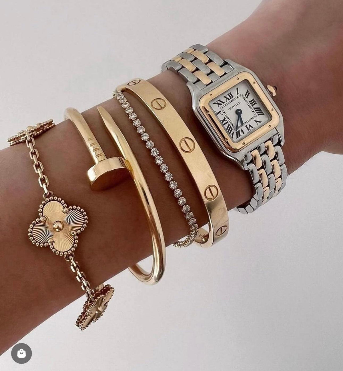 MIX de pulseiras inspiração alta joalheria banhada a ouro 18k